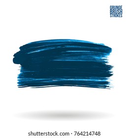 Blue  brush stroke and texture. Grunge vector abstract hand - painted element. Underline and border design.