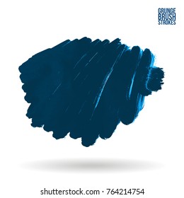 Blue  brush stroke and texture. Grunge vector abstract hand - painted element. Underline and border design.