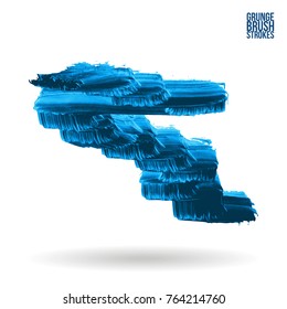 Blue  brush stroke and texture. Grunge vector abstract hand - painted element. Underline and border design.
