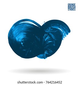 Blue  brush stroke and texture. Grunge vector abstract hand - painted element. Underline and border design.