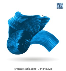Blue  brush stroke and texture. Grunge vector abstract hand - painted element. Underline and border design.