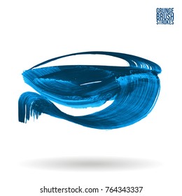 Blue  brush stroke and texture. Grunge vector abstract hand - painted element. Underline and border design.