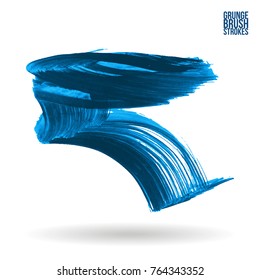 Blue  brush stroke and texture. Grunge vector abstract hand - painted element. Underline and border design.