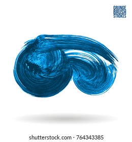 Blue  brush stroke and texture. Grunge vector abstract hand - painted element. Underline and border design.