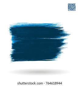 Blue  brush stroke and texture. Grunge vector abstract hand - painted element. Underline and border design.
