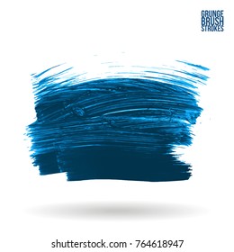 Blue  brush stroke and texture. Grunge vector abstract hand - painted element. Underline and border design.