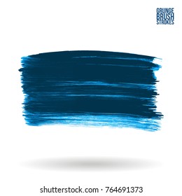 Blue  brush stroke and texture. Grunge vector abstract hand - painted element. Underline and border design.