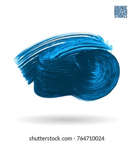 Blue  brush stroke and texture. Grunge vector abstract hand - painted element. Underline and border design.