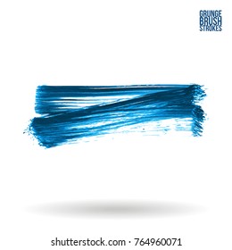 Blue  brush stroke and texture. Grunge vector abstract hand - painted element. Underline and border design.