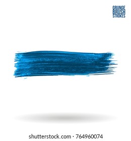 Blue  brush stroke and texture. Grunge vector abstract hand - painted element. Underline and border design.