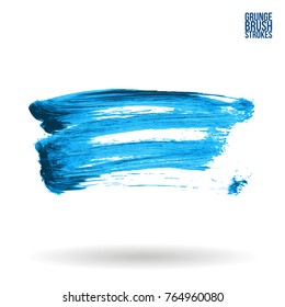 Blue  brush stroke and texture. Grunge vector abstract hand - painted element. Underline and border design.