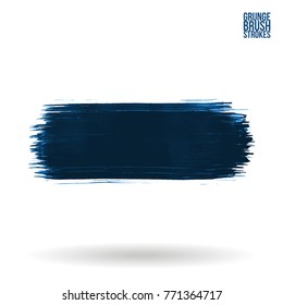 Blue brush stroke and texture. Grunge vector abstract hand - painted element. Underline and border design.