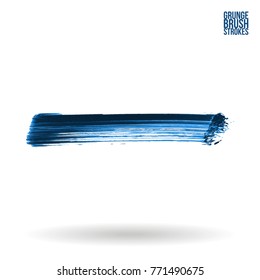 Blue brush stroke and texture. Grunge vector abstract hand - painted element. Underline and border design.