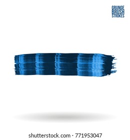 Blue brush stroke and texture. Grunge vector abstract hand - painted element. Underline and border design.
