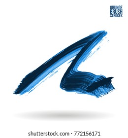 Blue brush stroke and texture. Grunge vector abstract hand - painted element. Underline and border design.