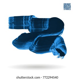 Blue brush stroke and texture. Grunge vector abstract hand - painted element. Underline and border design.