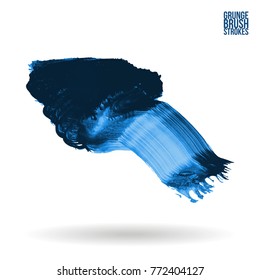 Blue brush stroke and texture. Grunge vector abstract hand - painted element. Underline and border design.