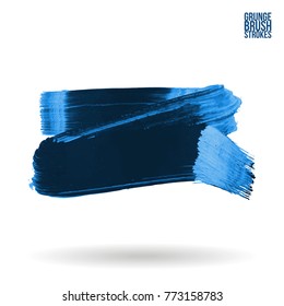 Blue brush stroke and texture. Grunge vector abstract hand - painted element. Underline and border design.