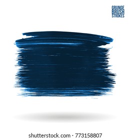Blue brush stroke and texture. Grunge vector abstract hand - painted element. Underline and border design.