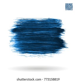 Blue brush stroke and texture. Grunge vector abstract hand - painted element. Underline and border design.