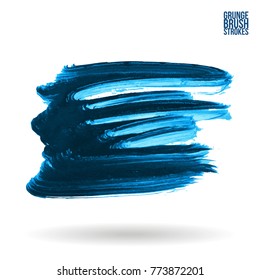 Blue brush stroke and texture. Grunge vector abstract hand - painted element. Underline and border design.