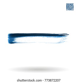Blue brush stroke and texture. Grunge vector abstract hand - painted element. Underline and border design.