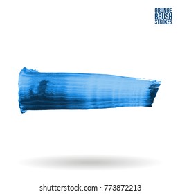 Blue brush stroke and texture. Grunge vector abstract hand - painted element. Underline and border design.
