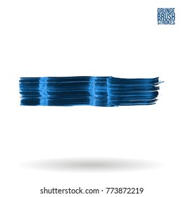 Blue brush stroke and texture. Grunge vector abstract hand - painted element. Underline and border design.