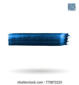 Blue brush stroke and texture. Grunge vector abstract hand - painted element. Underline and border design.