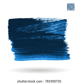 Blue brush stroke and texture. Grunge vector abstract hand - painted element. Underline and border design.