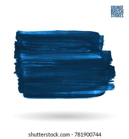Blue brush stroke and texture. Grunge vector abstract hand - painted element. Underline and border design.