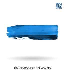 Blue brush stroke and texture. Grunge vector abstract hand - painted element. Underline and border design.
