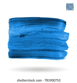 Blue brush stroke and texture. Grunge vector abstract hand - painted element. Underline and border design.