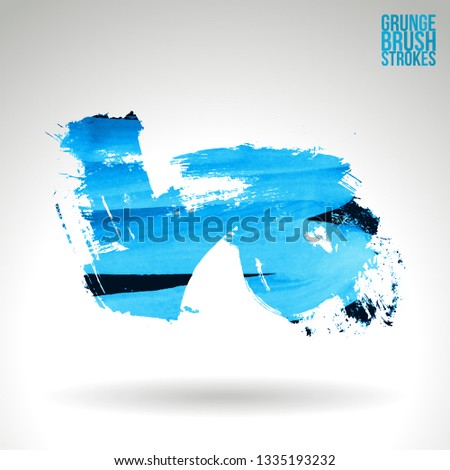 Blue brush stroke and texture. Grunge vector abstract hand - painted element. Underline and border design.