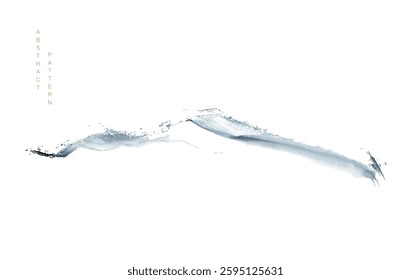 Blue brush stroke texture with Japanese mountain forest pattern in vintage style. Abstract art landscape banner design with watercolor texture vector