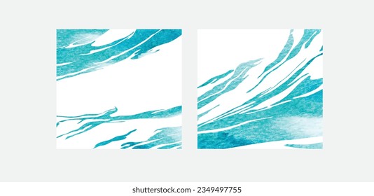 Blue brush stroke texture with Ocean wave pattern  brush stroke in vintage style. Abstract art landscape banner design with watercolor texture vector