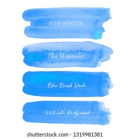 Blue brush stroke watercolor on white background. Vector illustration