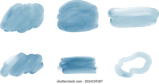Blue brush stroke watercolor shapes for logo, cards, banner, invitations