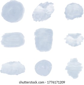 Blue brush stroke watercolor texture. Splashes Clipart. Abstract washes. 