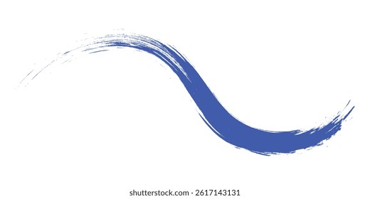 Blue brush stroke wave vector. Abstract paint line or ink stroke in artistic grunge style isolated on white background.