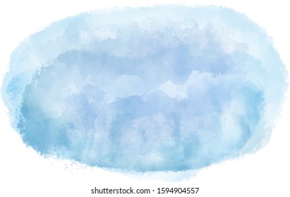 Blue brush watercolor cloud splash. Ethereal background for web site , template design or backdrop on white background. Digital abstract illustration artwork with copy space. Vector EPS 10. 