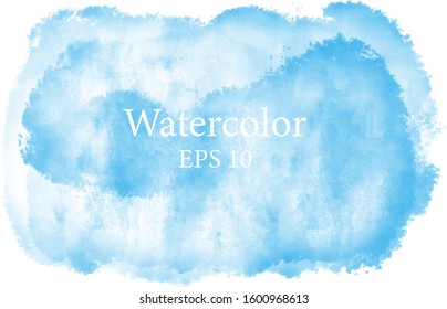 Blue brush watercolor cloud splash. Ethereal delicate vector backdrop isolated on background. Digital abstract vector illustration artwork with copy space.  