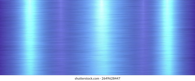 Blue brushed metal texture background, shiny lustrous metallic 3d background, vector illustration.
