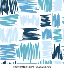 Blaue Pinselstriche handgezeichnet Nahtloses Muster