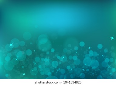Blue bubble air magic stars dust light shiny blinking glitter fantasy blurry circle luxury deep ocean abstract background