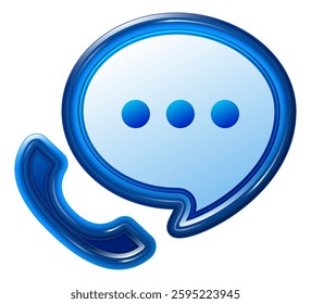 Blue bubble chat with telephone icon