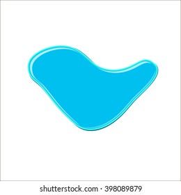 Blue bubble gum blot. Color paint drop. Nail polish splash. Cartoon vector illustration. Abstract water shape for banner, sticker, badge, sale, sticker