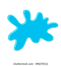 Blue bubble gum blot. Color paint drop. Nail polish splash. Cartoon vector illustration. Abstract water shape for banner, sticker, badge, sale
