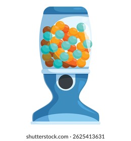 Blue bubble gum dispenser machine dispensing colorful candy