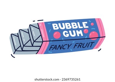 Blue Bubble Gum Package as Sweet Chewing Gum Vector Illustration